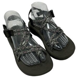 Chaco Women Grey Pink Aztec ZCloud X2 Sandal Toe Loop Strappy Hiking Shoe 8